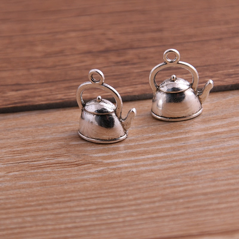 3D Retro Tea Kettle Charms 10/set