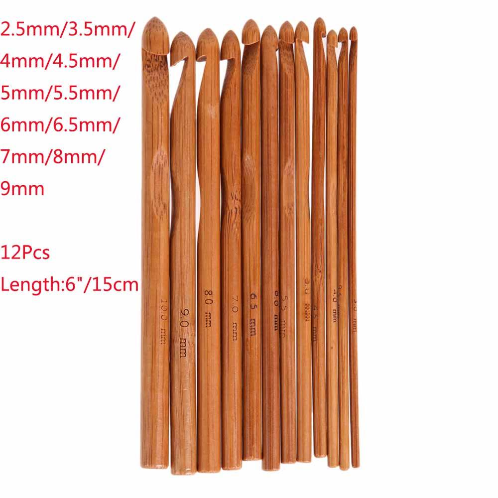 12/36/56Pcs 18 Size Bamboo Knitting Needles