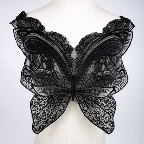 Black Floral/Leaf Lace Embroidered Applique