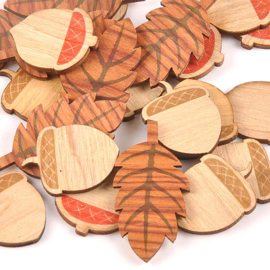 Mixed Wooden Leaf/Pine Cone (25/pack)