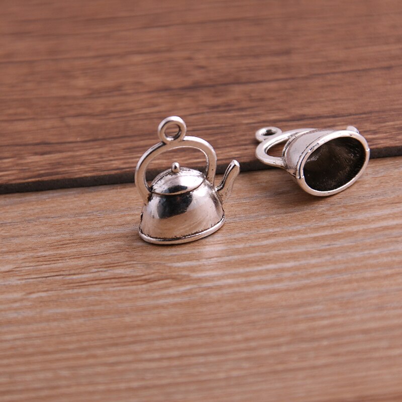 3D Retro Tea Kettle Charms 10/set