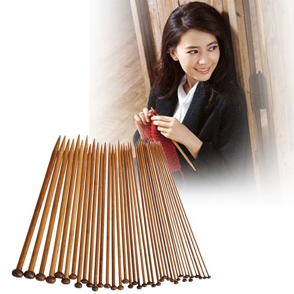 12/36/56Pcs 18 Size Bamboo Knitting Needles