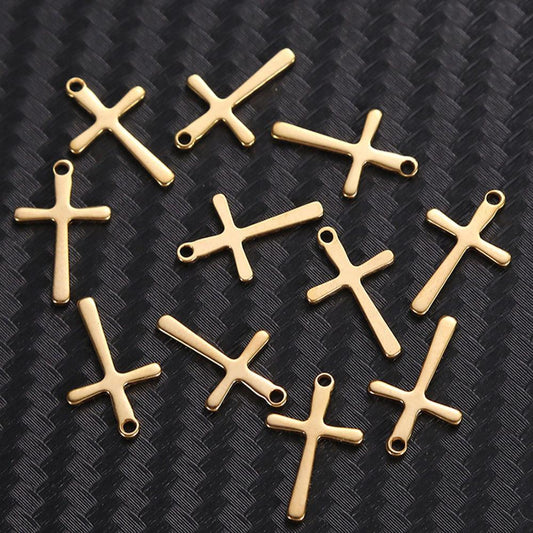 Stainless Steel Silver or Gold Cross Charms (20/pack)