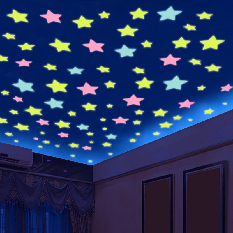 50pcs 3D Stars Glow In The Dark Wall Stickers