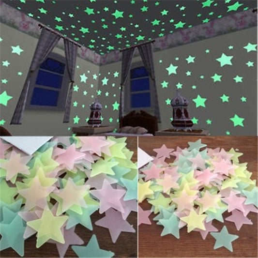 50pcs 3D Stars Glow In The Dark Wall Stickers