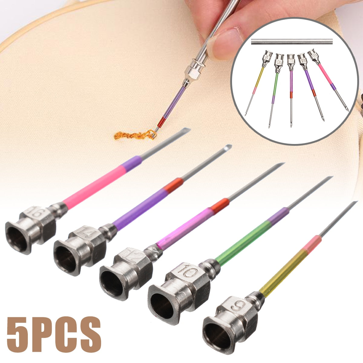 5pcs/set Metal Embroidery Stitching Punch Needle