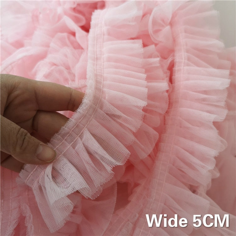 Pleated Lace Fabric Ruffle Trim