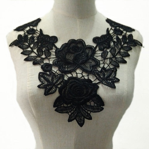 Black Floral/Leaf Lace Embroidered Applique