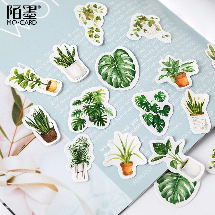 Green Potted Plant Stickers (45/pack)