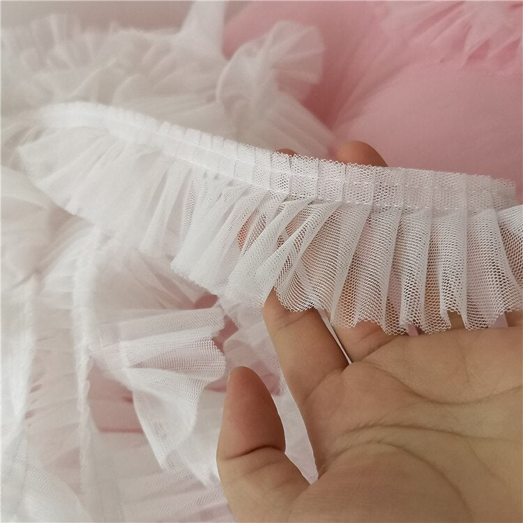 Pleated Lace Fabric Ruffle Trim