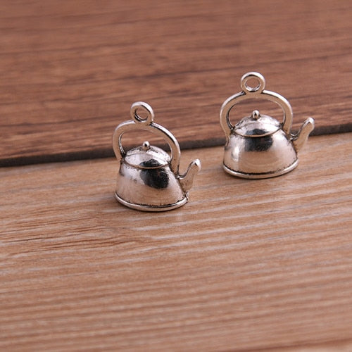 3D Retro Tea Kettle Charms 10/set