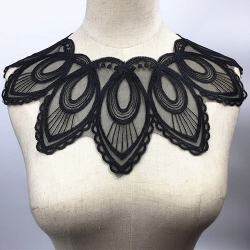 Black Floral/Leaf Lace Embroidered Applique