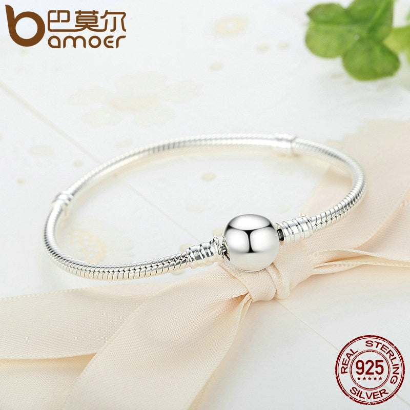 Bamoer Sterling Silver Classic Snake Chain Bangle