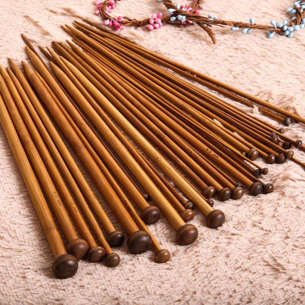 12/36/56Pcs 18 Size Bamboo Knitting Needles