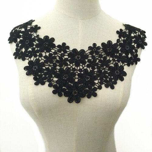 Black Floral/Leaf Lace Embroidered Applique