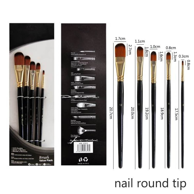 High Quality Nylon Hair Wooden Handle Paint Brush (5 or 6 piece set)