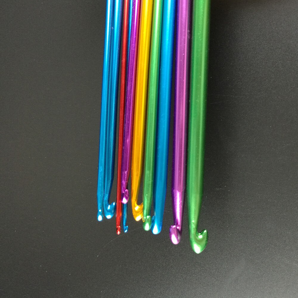 11PCS Multicolour Aluminum Tunisian Afghan Crochet Hooks