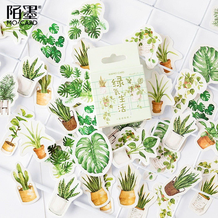 Green Potted Plant Stickers (45/pack)