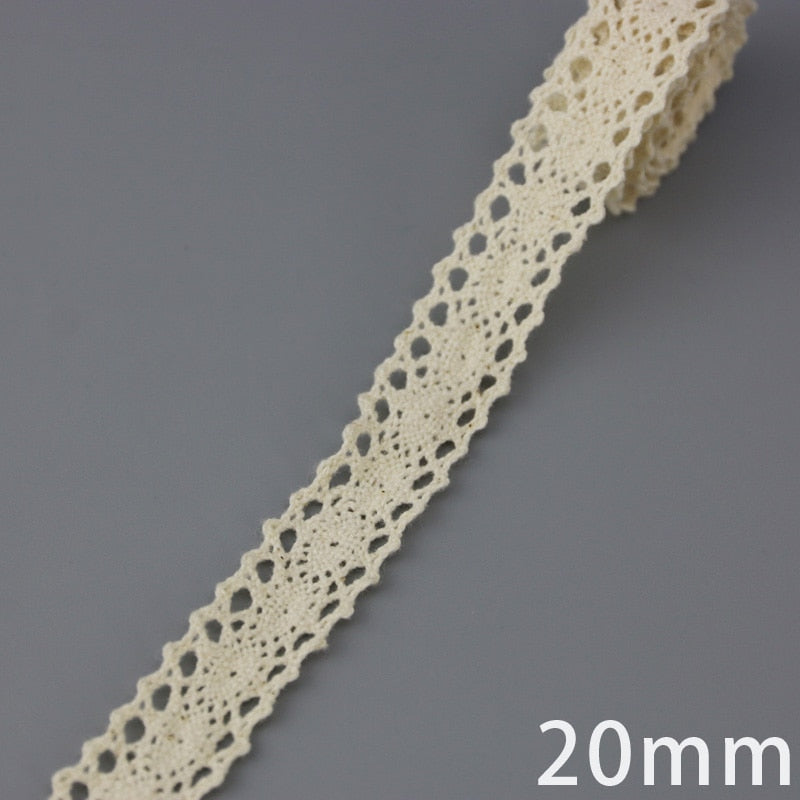 Beige Cotton Embroidered Lace Ribbon 5m/roll