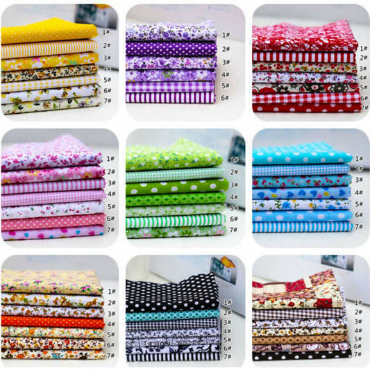 7Pcs Floral Cotton Fabric