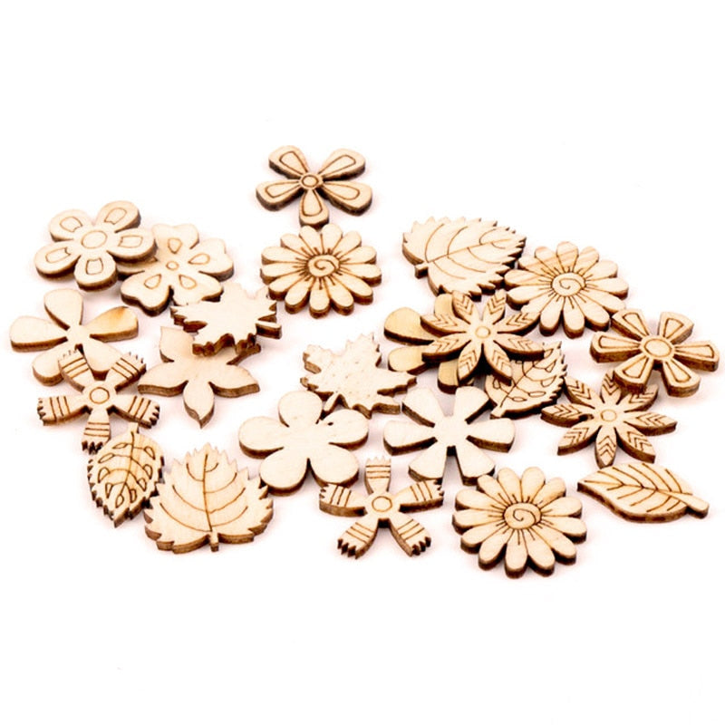 Wooden Decorative Embellishments (style options, 20 or 50/pack)