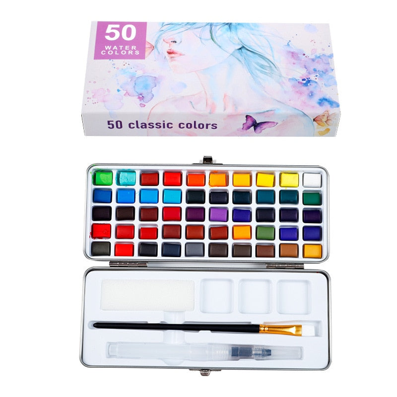 Professional Solid Watercolor Set with Neon Glitter (50/72/90 per set)