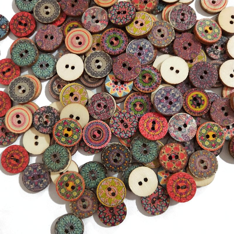 50/set Retro Wooden Buttons