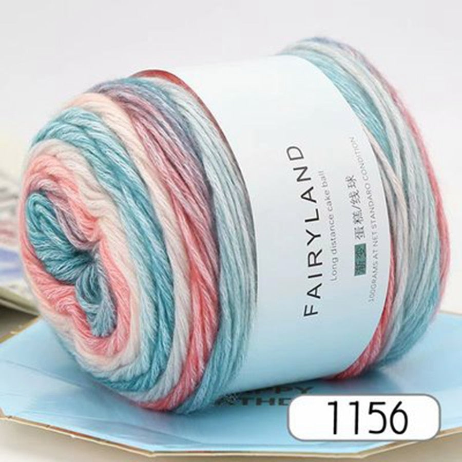 Rainbow Woolen Yarn Soft Hand Woven Cake Yarn