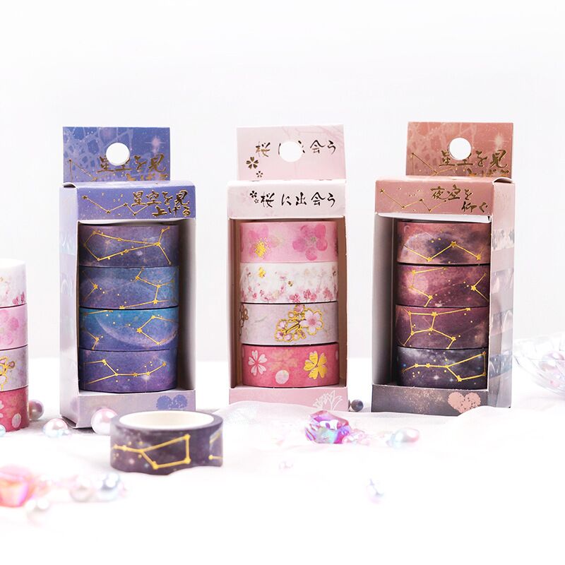 Decorative Starry Sky Tape (4 rolls/pack, style options)