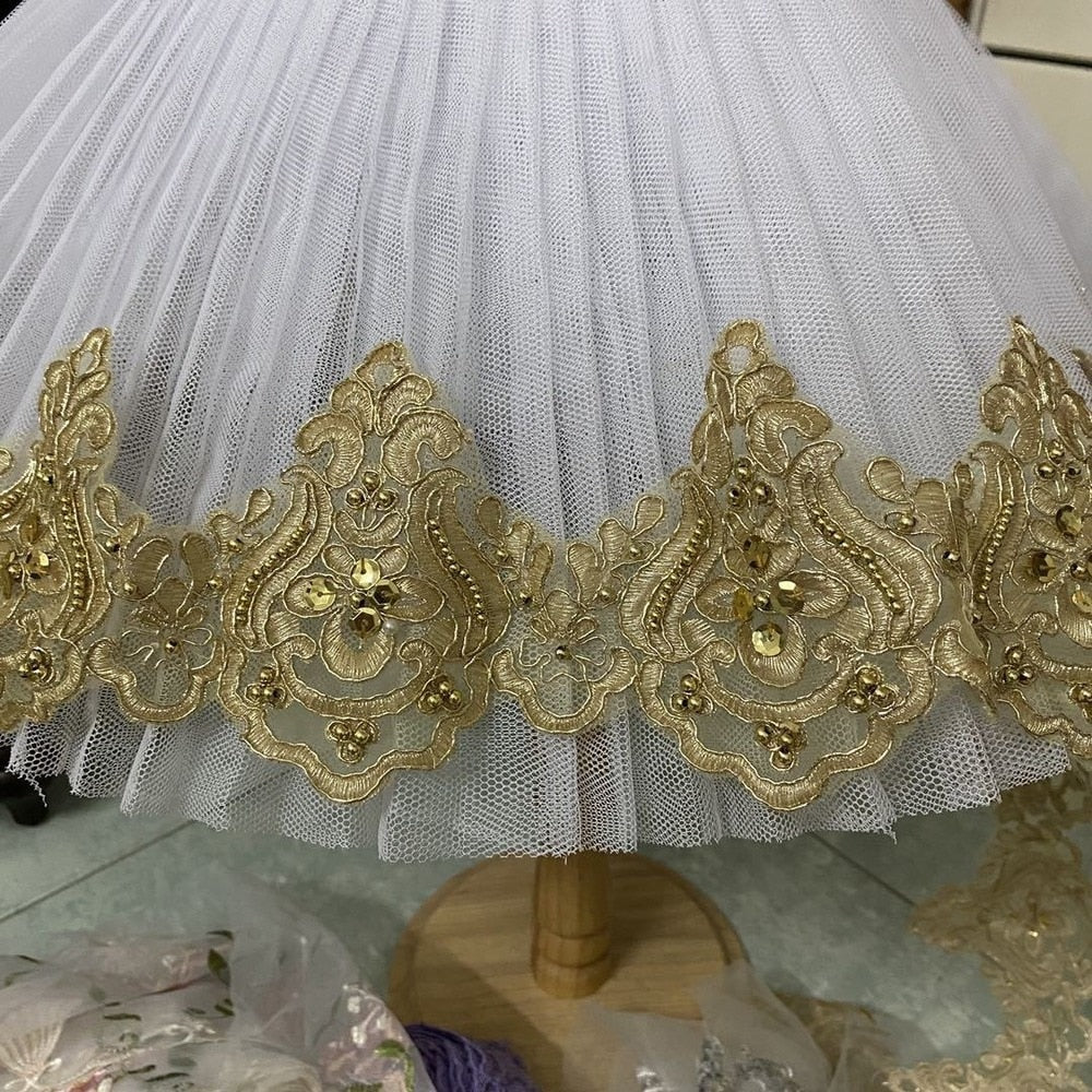 Golden Flower Venice Lace Trim Fabric