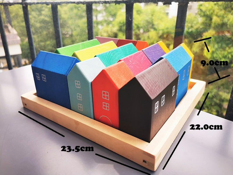 Montessori Wooden Rainbow Stacking Blocks