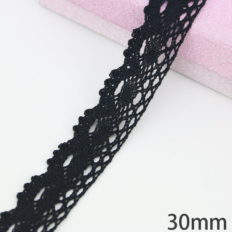 Black Lace Cotton Fabric 5m/roll