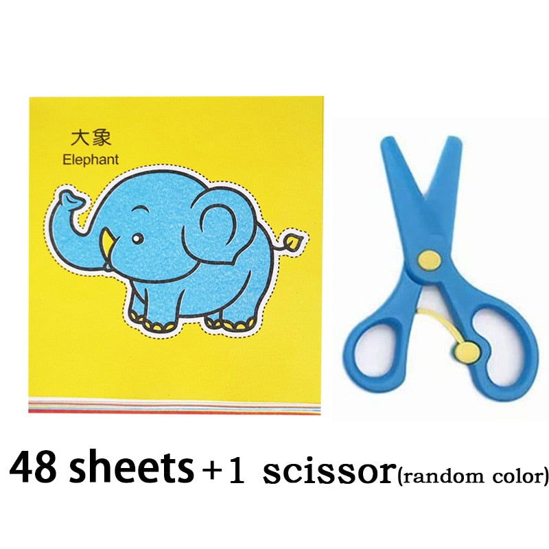 Children's Colorful Paper Cutting (48 page/set, can include scissors)