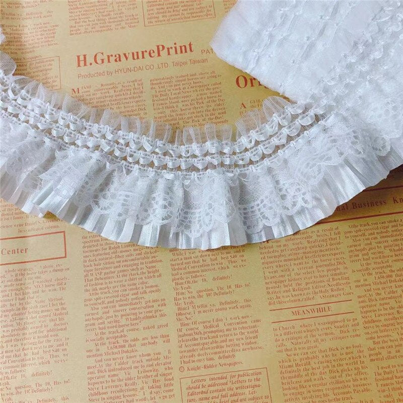 White Elastic Ruffled Lace Ribbon Trim