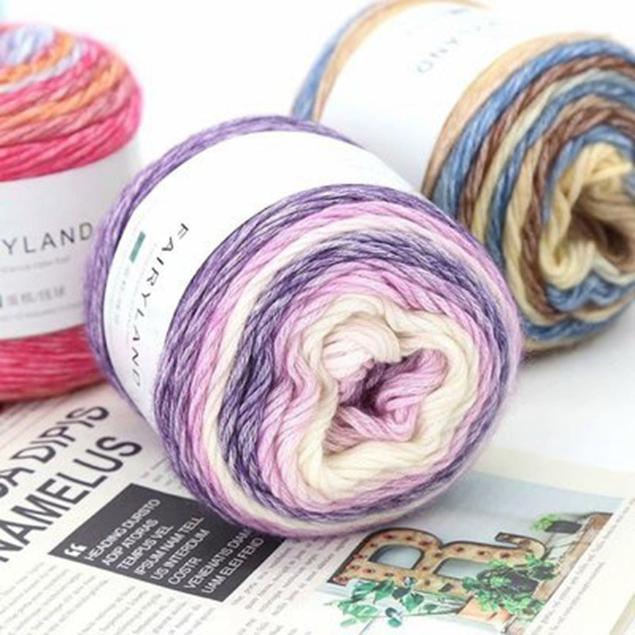 Rainbow Woolen Yarn Soft Hand Woven Cake Yarn