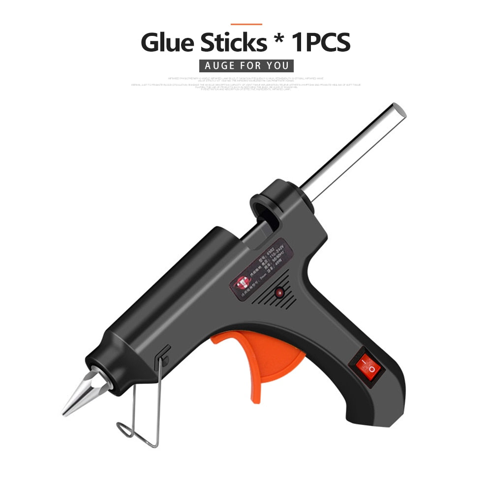 40W Mini Hot Glue Gun Blue, Black, Pink, or Yellow (7mm glue sticks, plug options US/EU/AU)