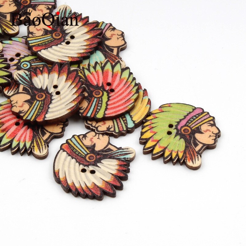 20Pcs Mixed Retro Series Wooden Buttons