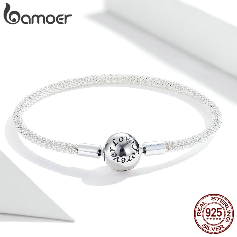 Bamoer Bracelet Sterling Silver Classic Love Forever Snake Chain