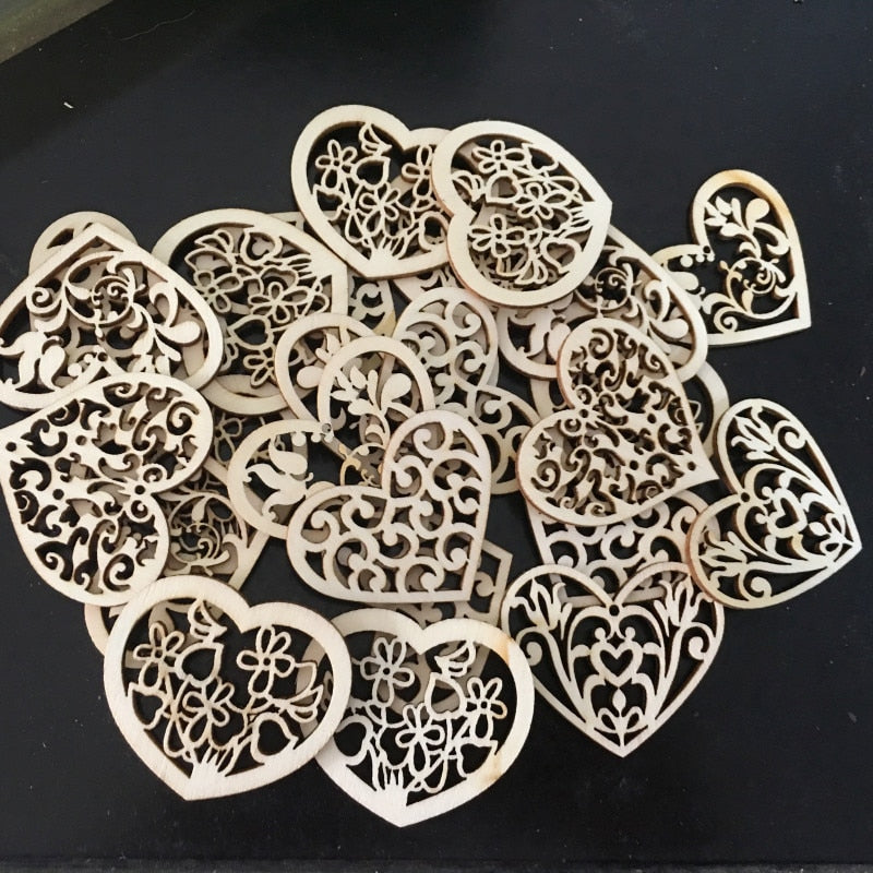 Natural Wooden Hollowed Heart (20/pack)