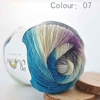 100% Worsted Wool Rainbow Colored Yarn