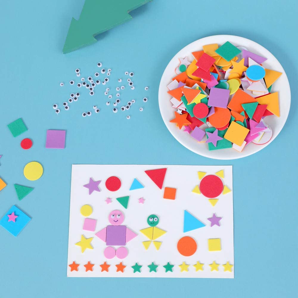 600pcs Geometric Shapes Foam EVA Stickers, Self-Adhesive