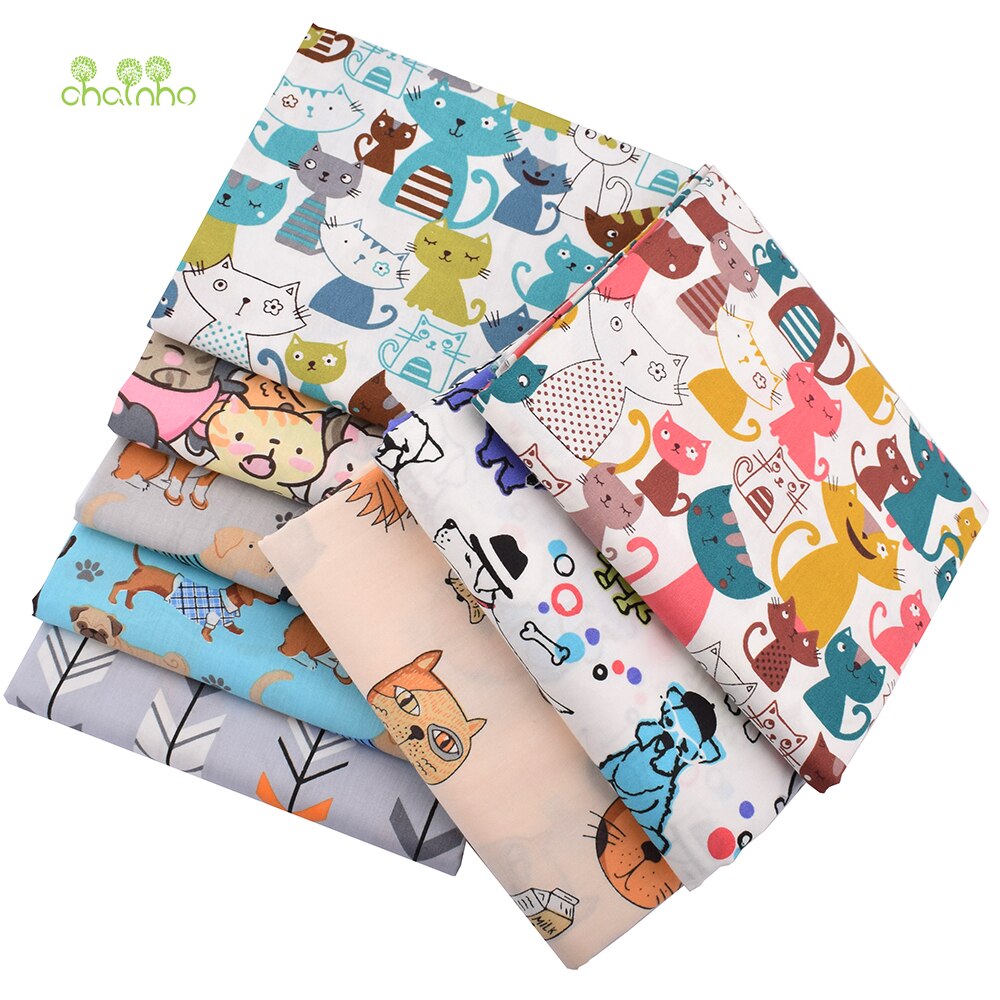 8pcs/lot Cartoon Animal Series Printed Twill Cotton Fabric