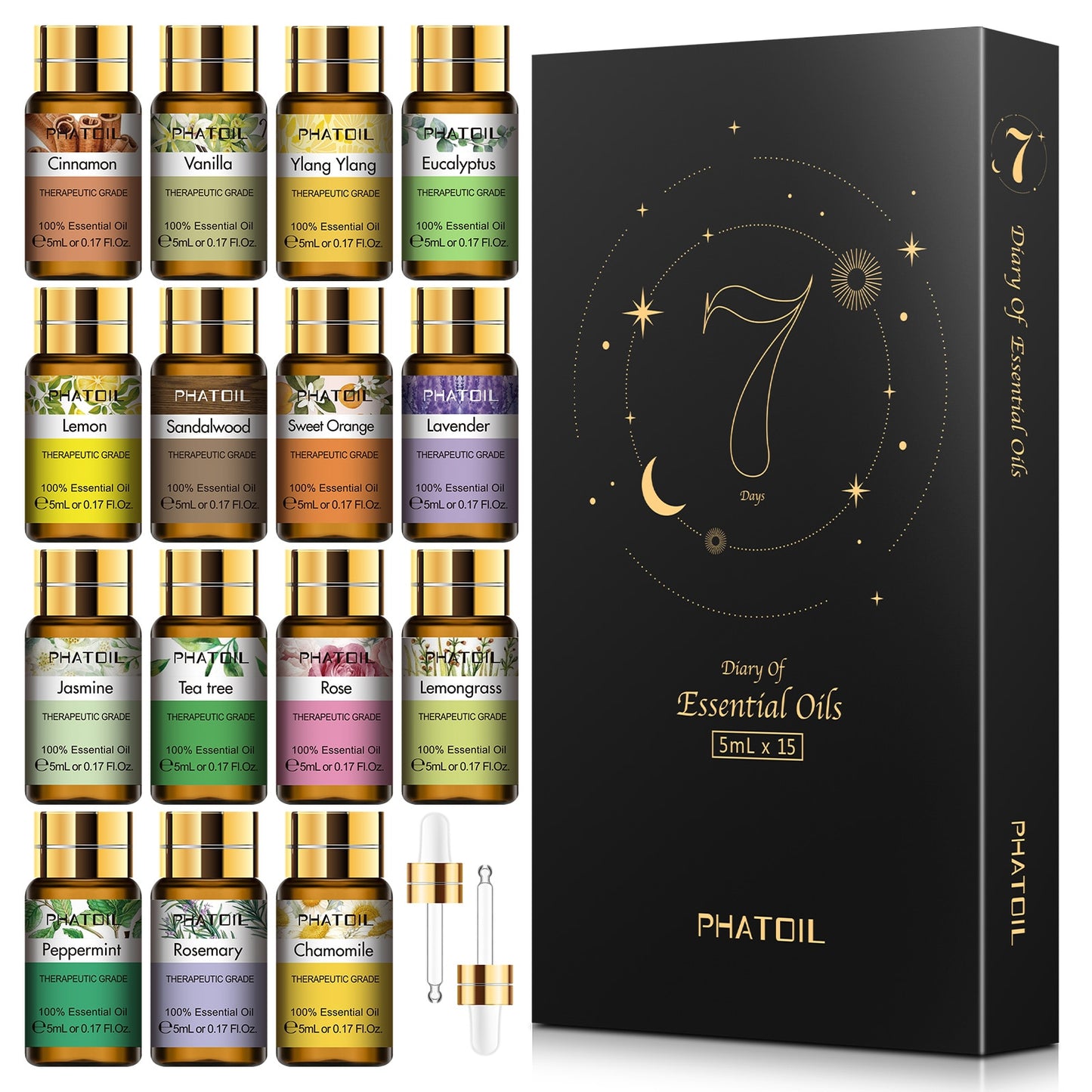 Pure Essential Oils 15 Scents Per Set 5ml Bottles