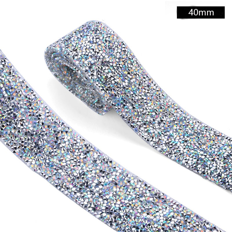 Crystal Motif Rhinestone Tape Ribbon