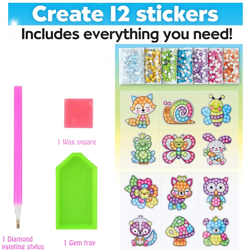 Kids Diamond Painting Stickers 12/kit