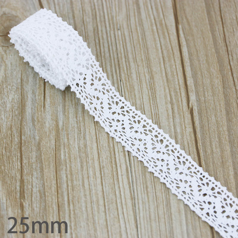 Beige Cotton Embroidered Lace Ribbon 5m/roll