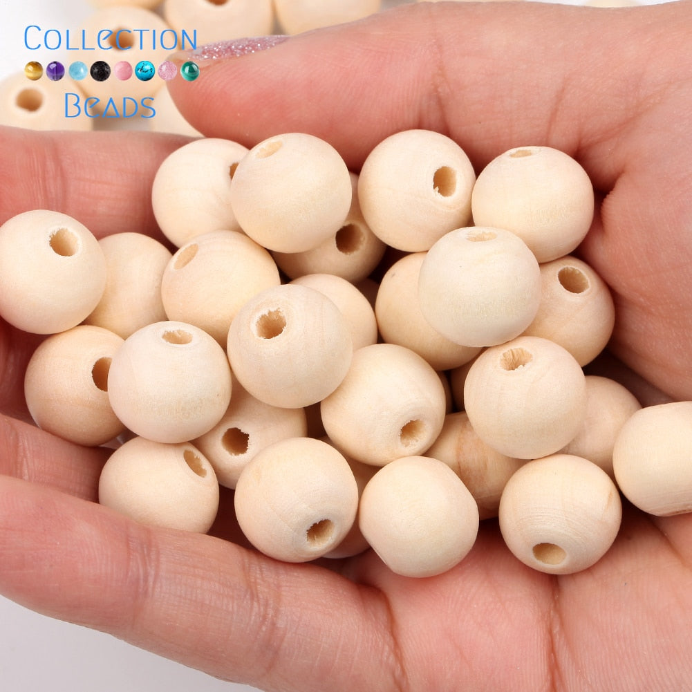 Natural Wood Beads (size options)