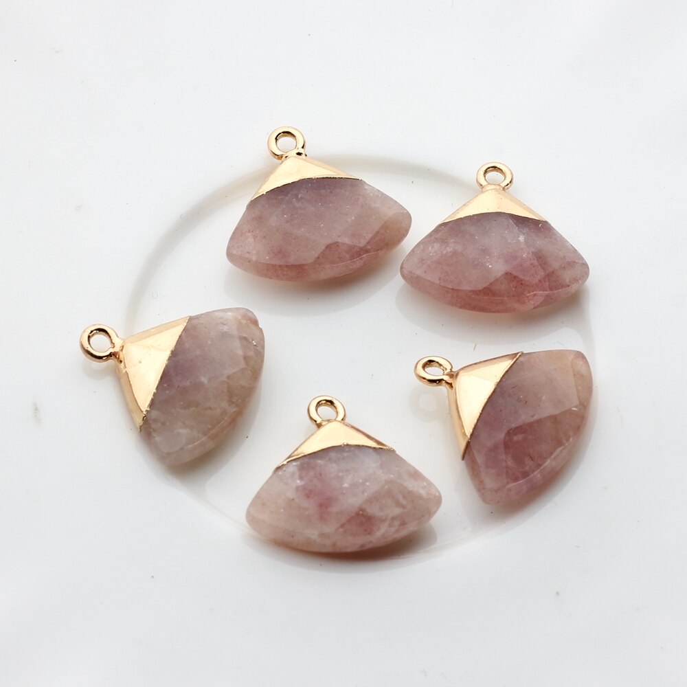 Copper Fan-Shaped Natural Agate Stone Charms (color options)