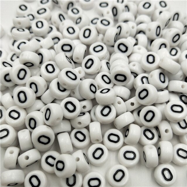 White Round Acrylic Alphabet Letter Beads (size options, 50/pack)