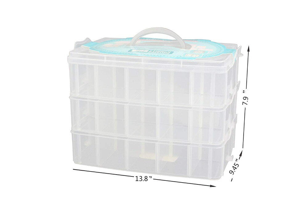 Large Storage Container with 30 Adjustable Compartments